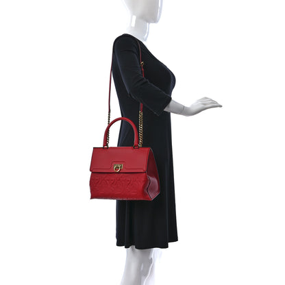 Salvatore Ferragamo Calfskin Gancini Embossed Trifolio Top Handle Bag Lipstick 2 of 8