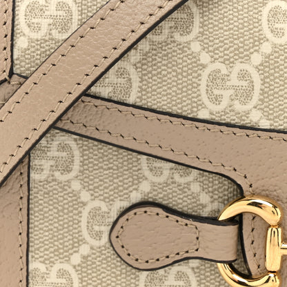 Gucci GG Supreme Monogram Textured Dollar Calfskin Mini Horsebit 1955 Shoulder Bag Beige Mystic White Oatmeal 8 of 16