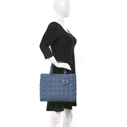 Christian Dior Ultra Matte Calfskin Cannage Large Lady Dior Denim Blue 2 of 9