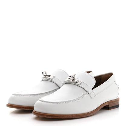 Hermes Calfskin Womens Destin Loafer 39 White 3 of 9