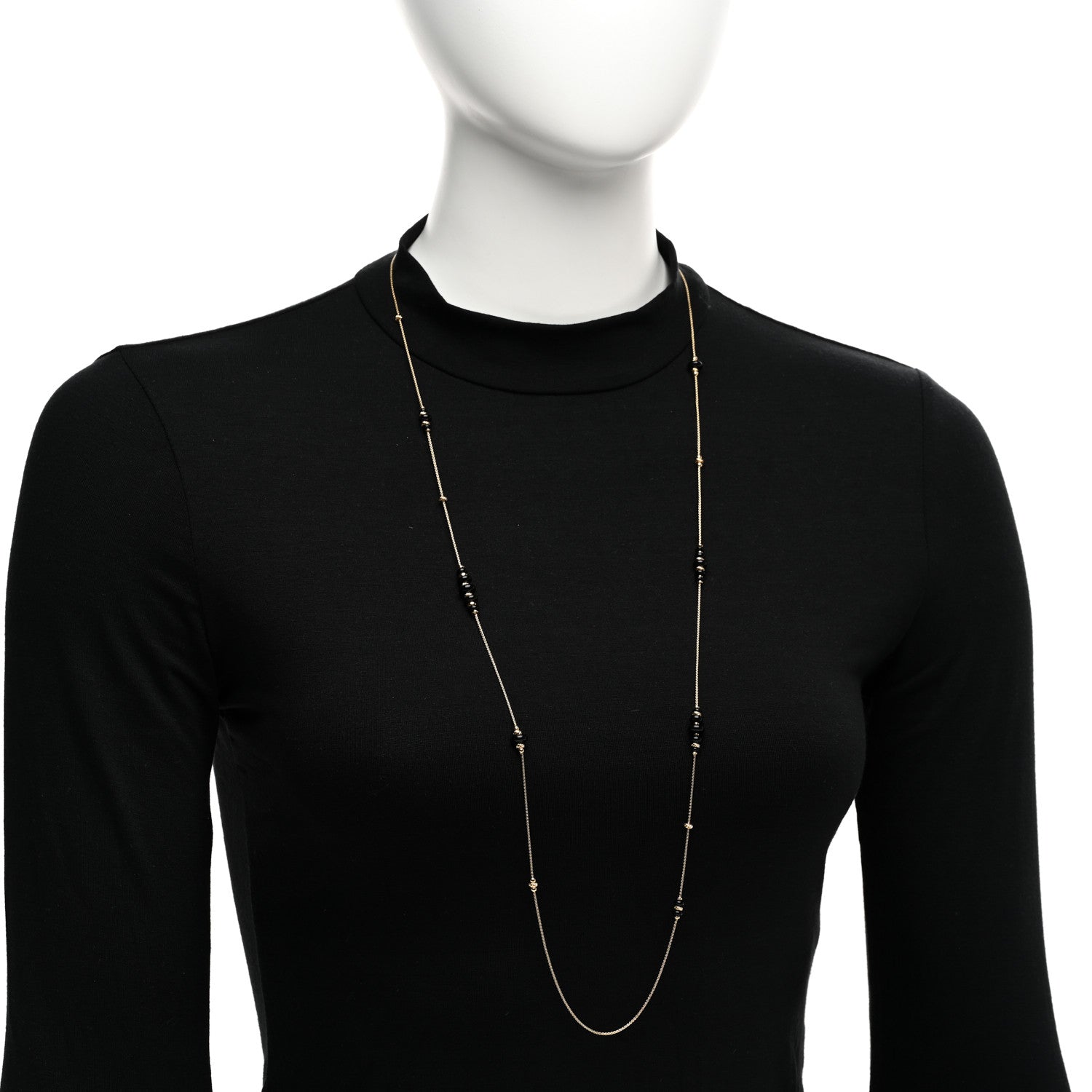 David Yurman 18K Yellow Gold Black Onyx Rio Rondelle Long Station Necklace 2 of 4