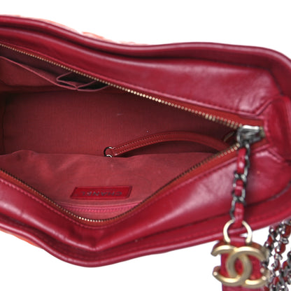 Chanel Aged Calfskin Chevron Quilted Medium Gabrielle Hobo Dark Red Orange 4 of 9