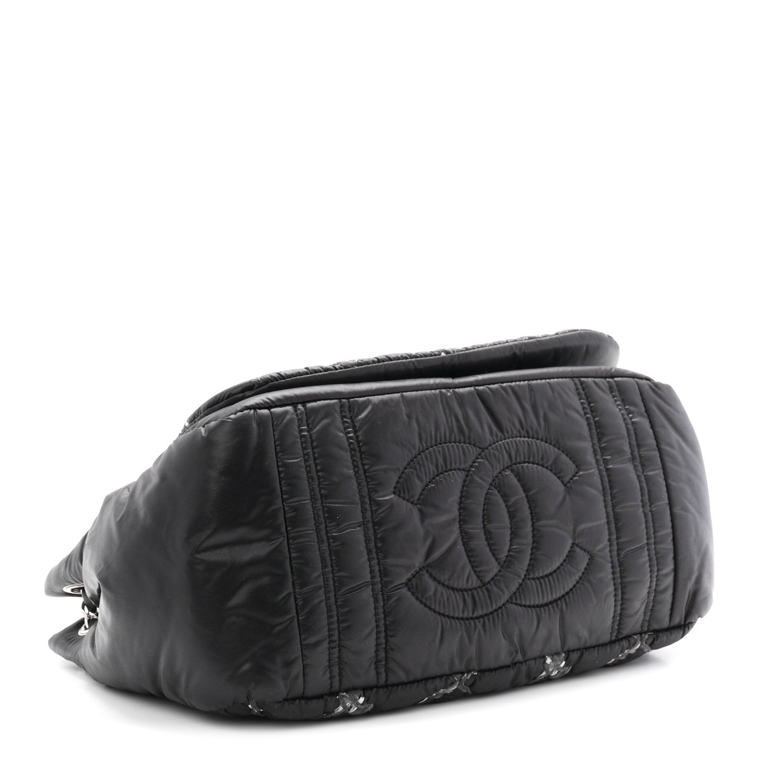 Chanel Nylon Quilted Tweed Stitch Bubble Flap Black 4 of 11