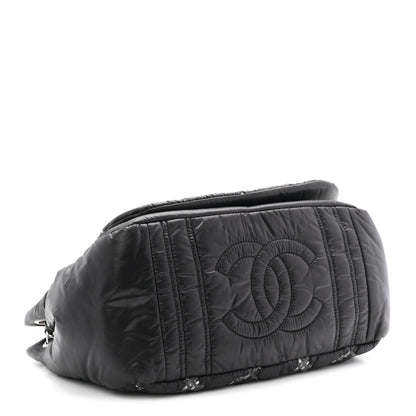 Chanel Nylon Quilted Tweed Stitch Bubble Flap Black 4 of 11