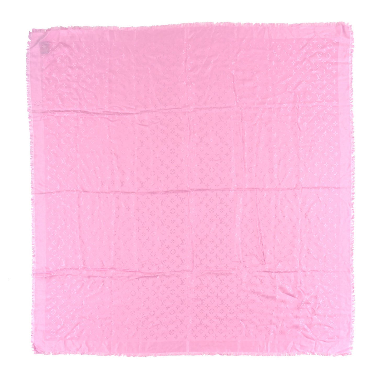 Silk Wool Monogram Shawl Velvet Rose