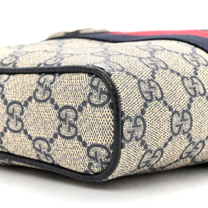 Gucci GG Supreme Monogram Textured Dollar Calfskin Web Small Ophidia Messenger Bag Beige Blue 10 of 12