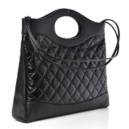 Chanel Crumpled Calfskin Quilted 31 Large Shopping Bag Black 3 of 8