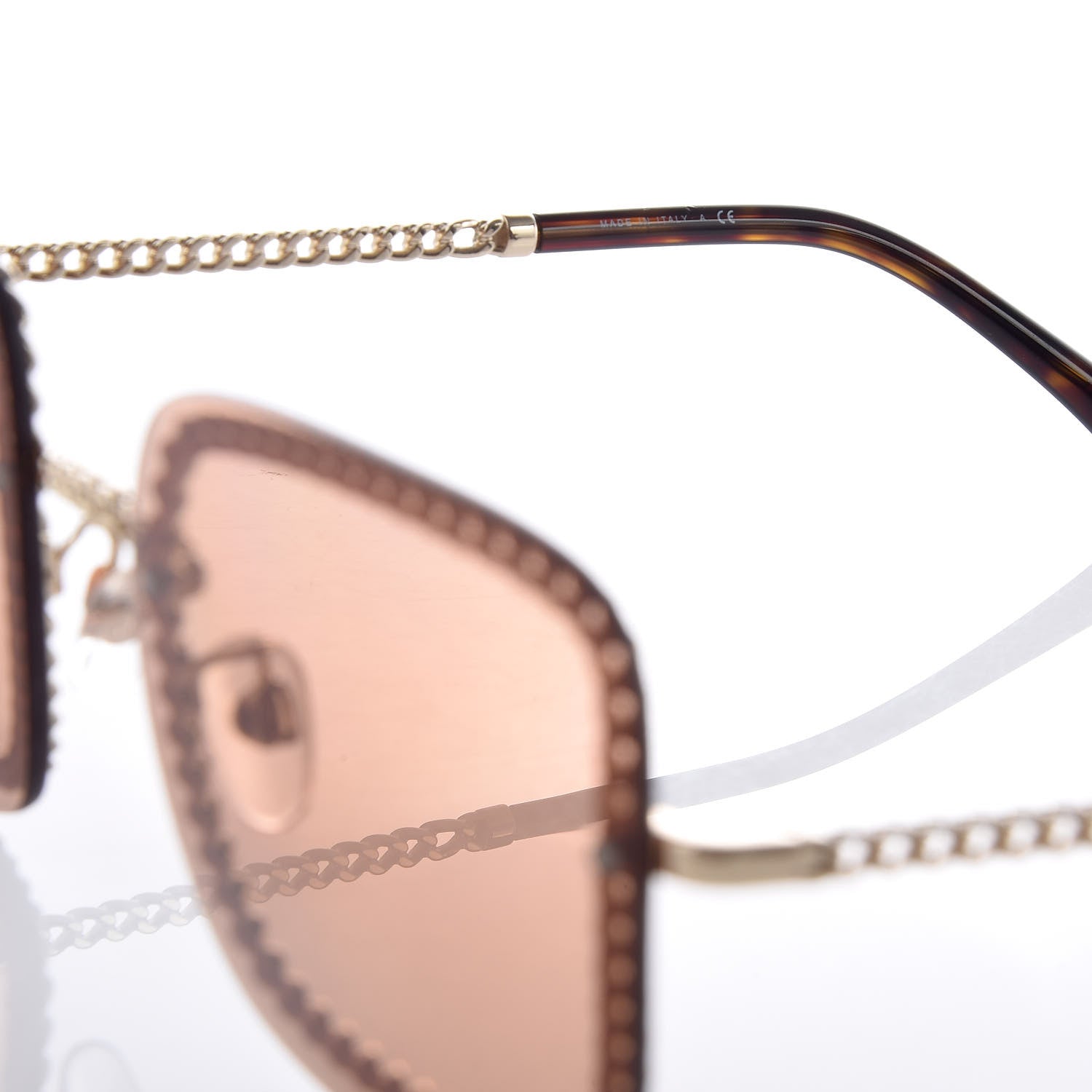 Chanel Metal Removable Chain Square Sunglasses 4244 Light Brown 7 of 9
