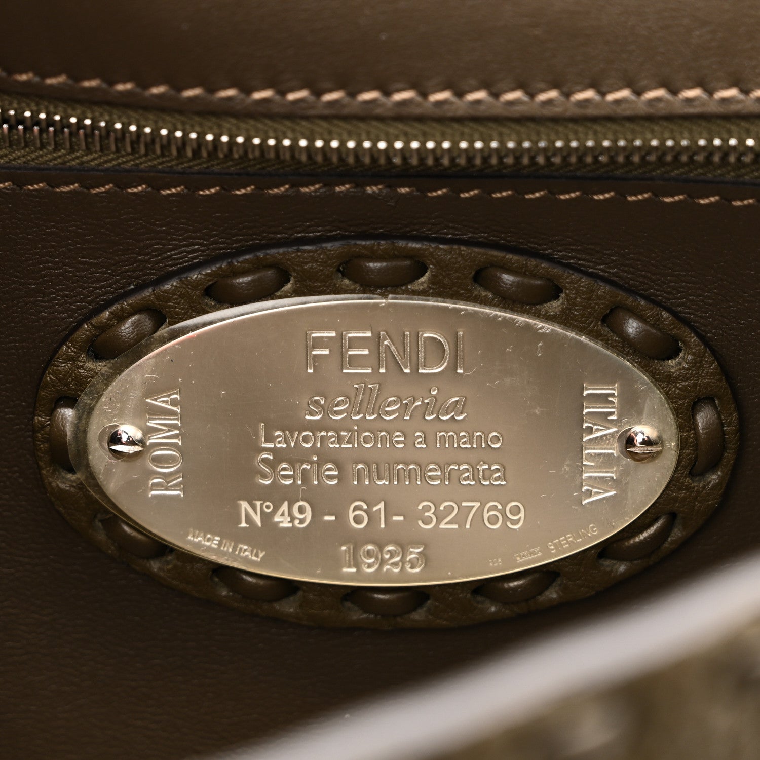 Fendi Cuoio Roma Sellerissima Nappa Sintetica Tape Stitch Baguette Wood 6 of 9