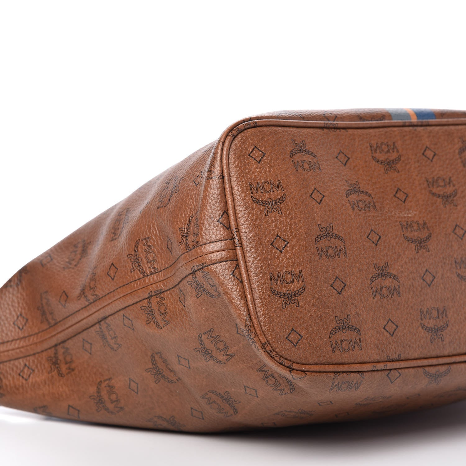 MCM Visetos Dog Bone Striped Shopper Tote Brown 6 of 8