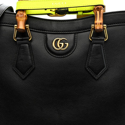 Gucci Calfskin Small Diana Tote Bag Black Yellow Fluo 8 of 11