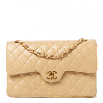 Chanel Lambskin Quilted Medium Double Flap Beige 1 of 9