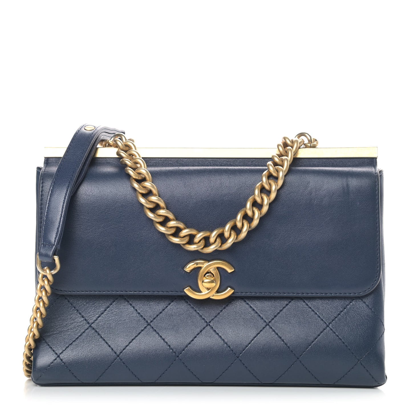 Lambskin Stitched Coco Luxe Medium Flap Blue