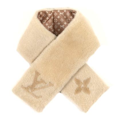 Louis Vuitton Shearling Monogram Scarf Beige 1 of 3
