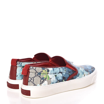 Gucci GG Supreme Monogram Blooms Womens Slip On Sneakers 37.5 Beige Blue Navy Red 4 of 9