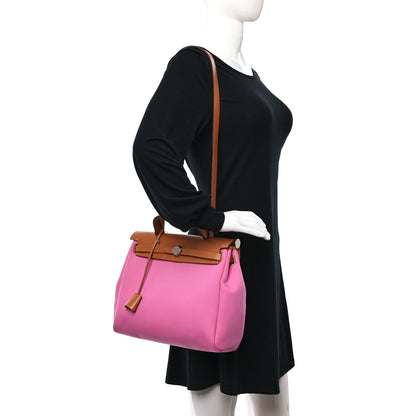 Hermes Toile Officier Vache Hunter Verso Herbag Zip PM 31 Bubblegum Rubis Naturel 2 of 11