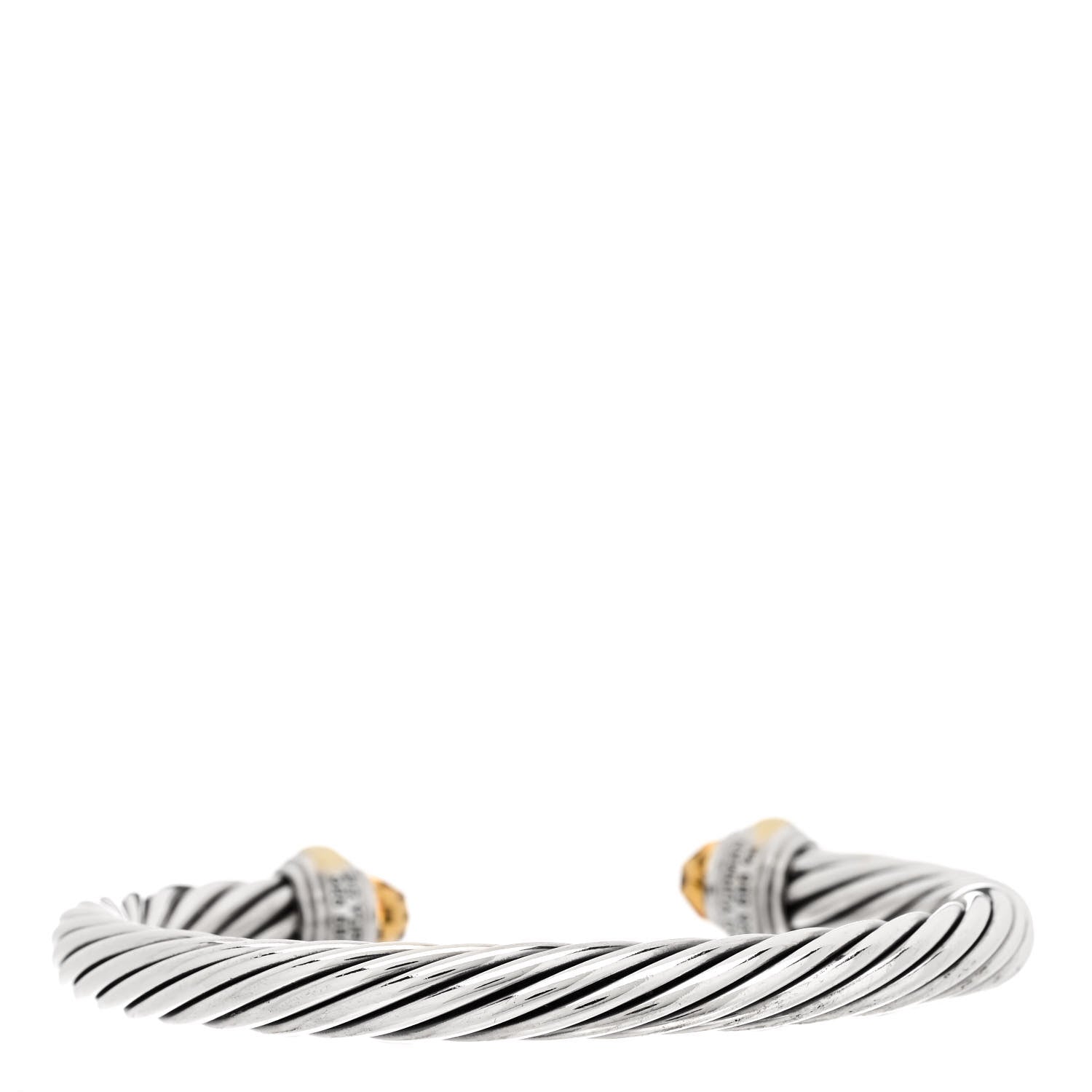 David Yurman Sterling Silver 14K Yellow Gold Citrine 7mm Cable Classics Bracelet 2 of 3