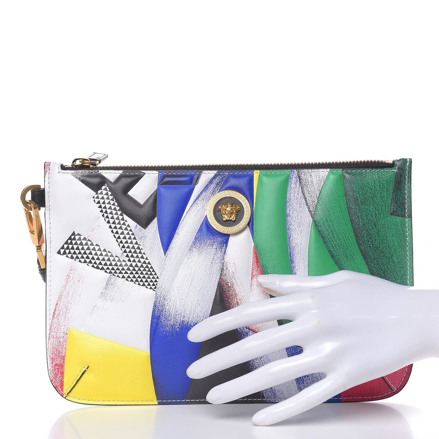 Versace Vitello Logo Print Pochette Black Multicolor 2 of 7