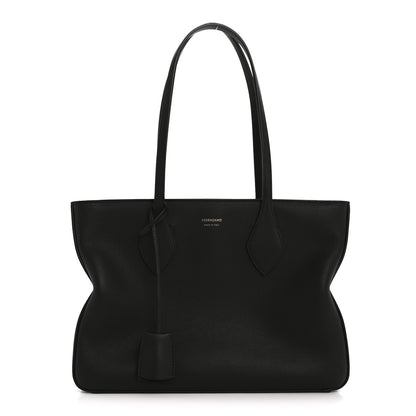Salvatore Ferragamo Grained Calfskin Medium Star Tote Black 1 of 10
