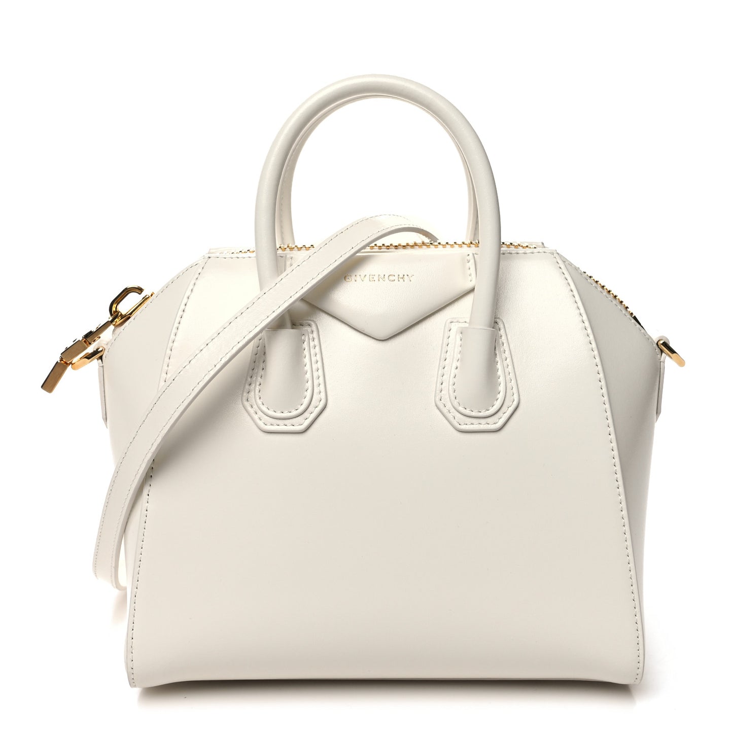 Shiny Lord Calfskin Mini Antigona Ivory