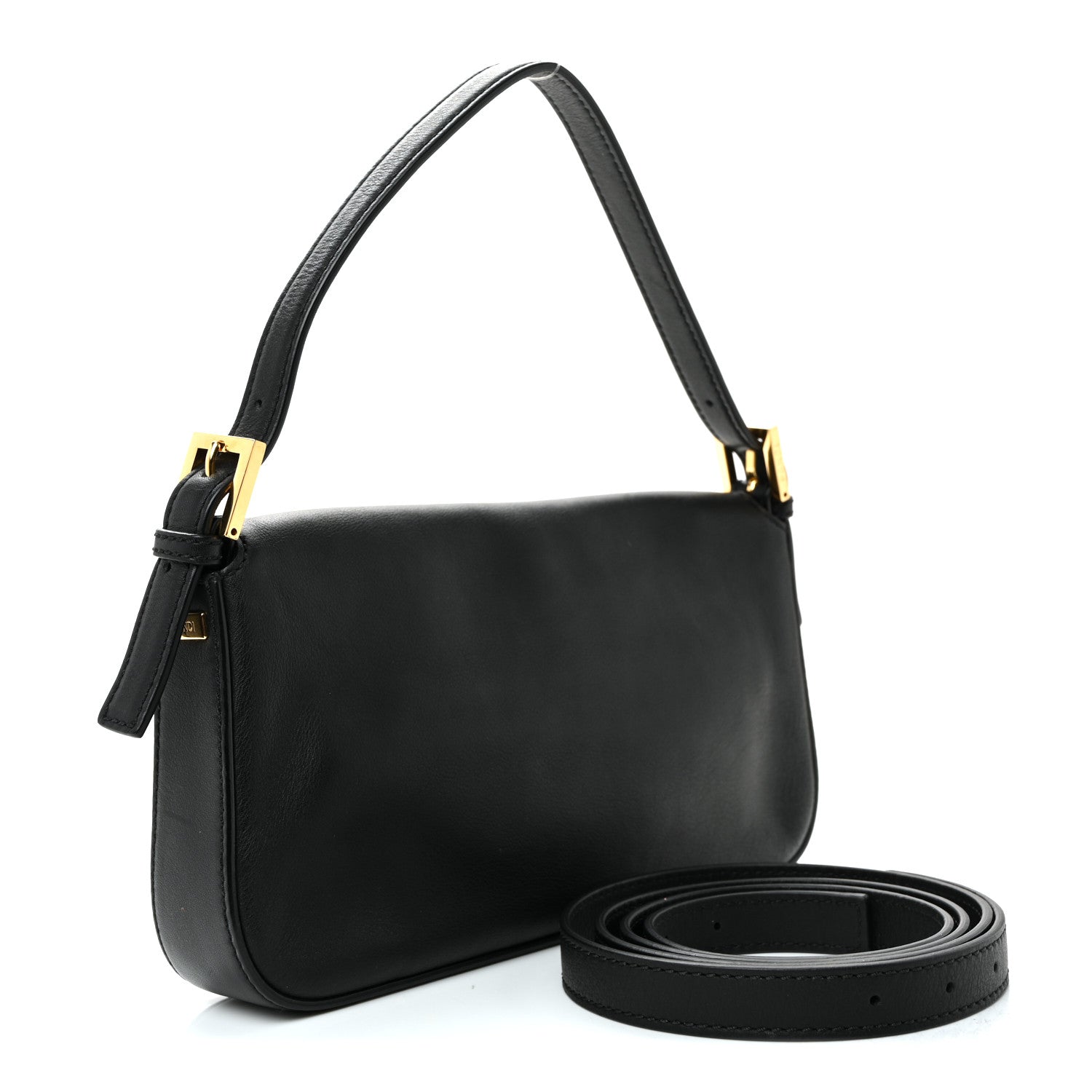 Fendi Vitello Flamingo Enamel Baguette Black 3 of 10