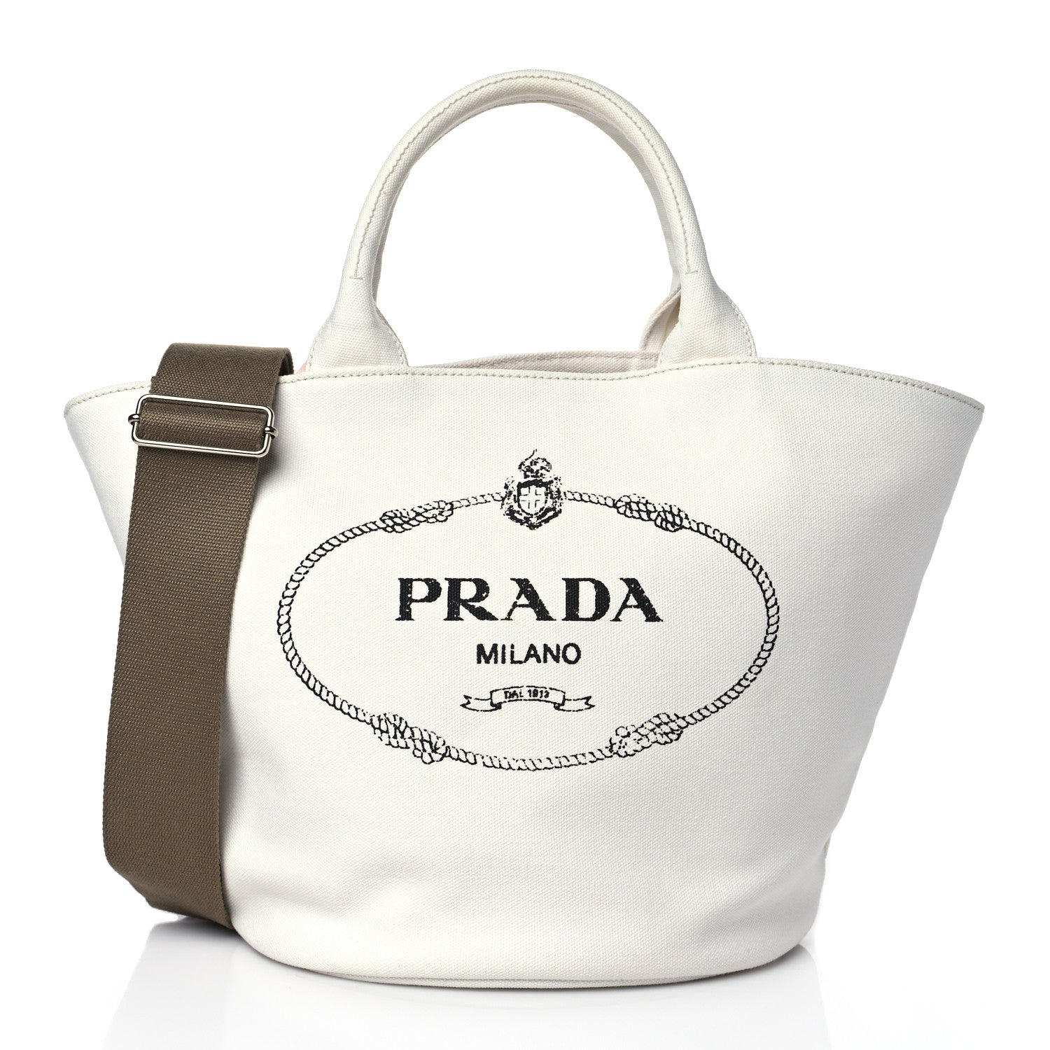 Prada Canapa Logo Bucket Tote White 2 of 11