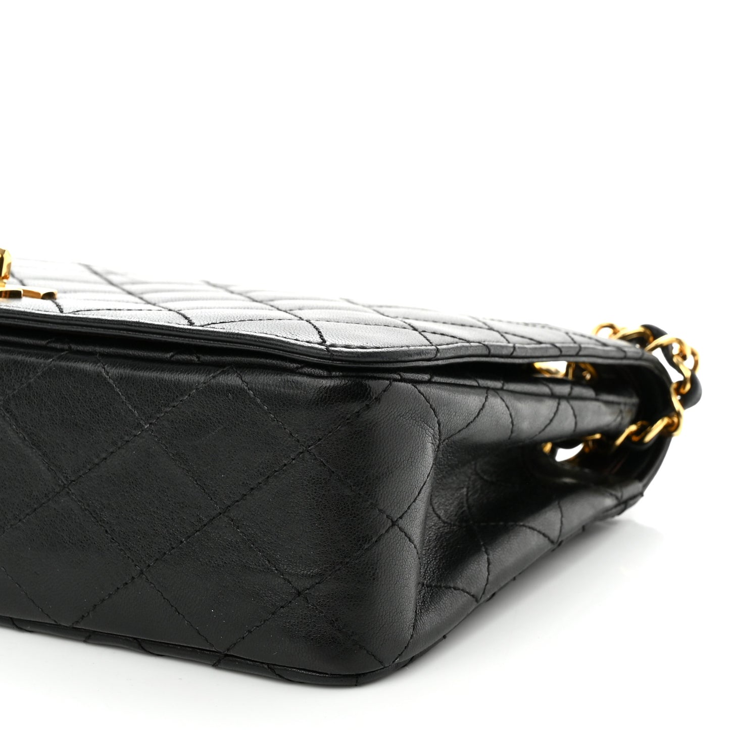Lambskin Quilted Small Single Flap Black