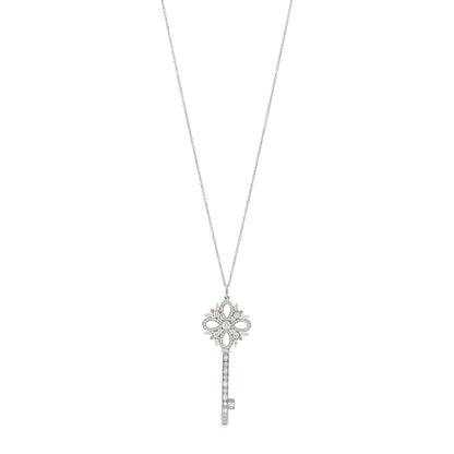 Tiffany Platinum 18K Rose Gold Diamond Pink Diamond Victoria Key Pendant Necklace 1 of 5
