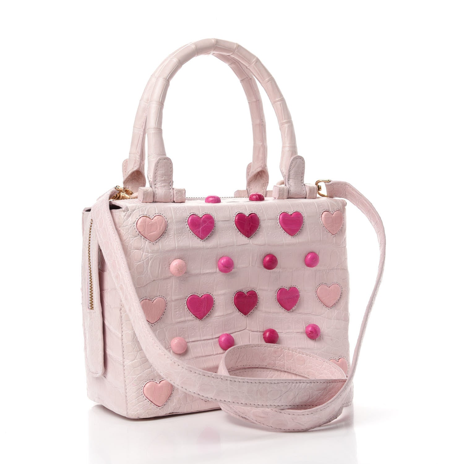 Nancy Gonzalez Crocodile Small Heart Cube Crossbody Bag Pink Multicolor 3 of 15