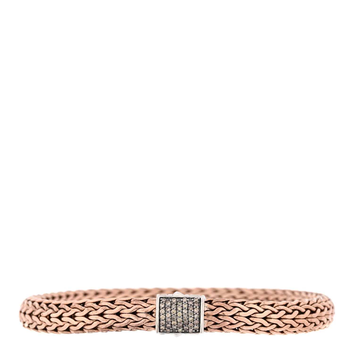 John Hardy Sterling Silver Bronze Champagne Diamond 7.5mm Classic Chain Bracelet 1 of 4
