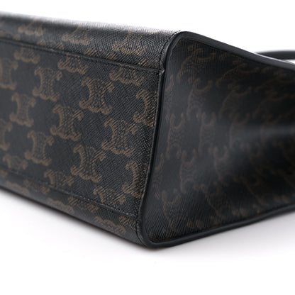 Celine Triomphe Canvas Calfskin Horizontal Cabas Black 9 of 10