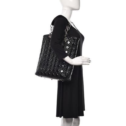 Christian Dior Patent Cannage Dior Soft Shopping Tote Black 2 of 14
