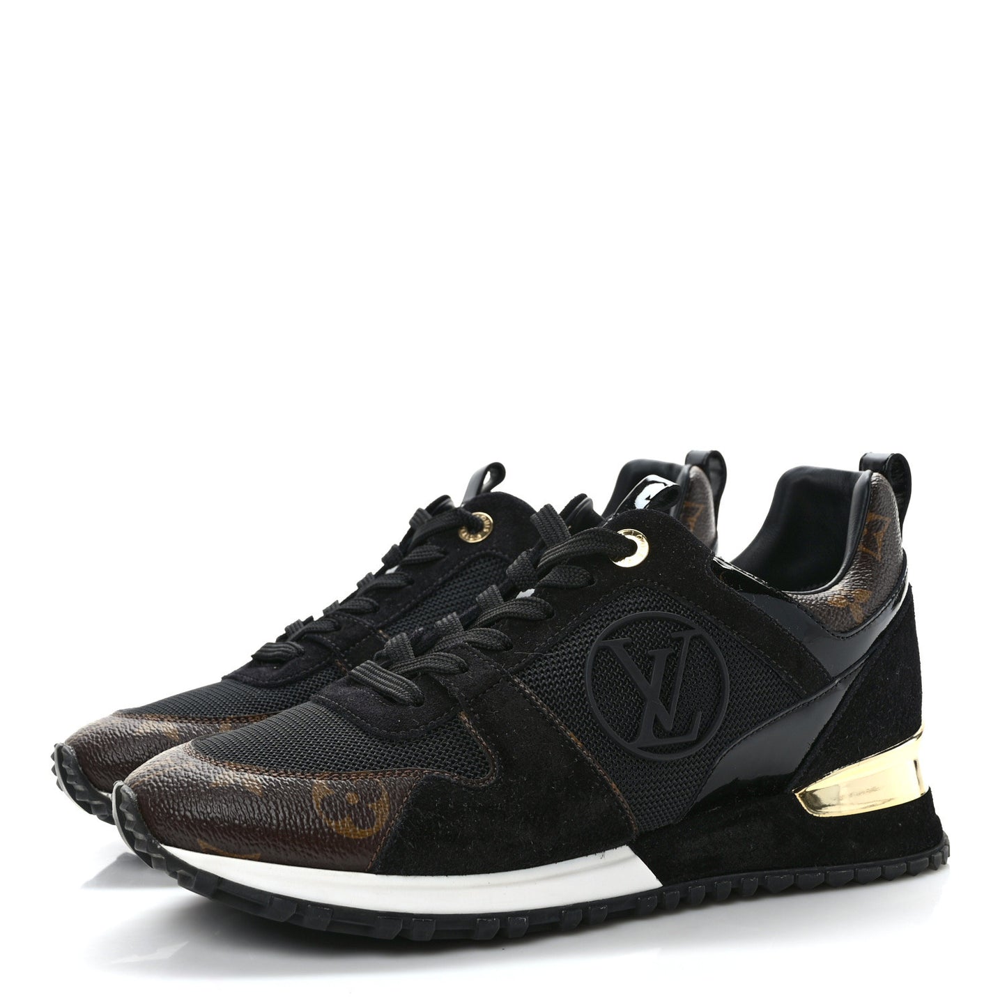 Suede Monogram Run Away Sneakers 37 Black