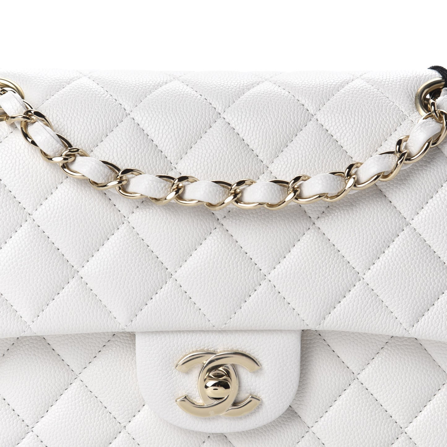 Caviar Quilted Small Double Flap White