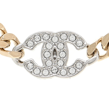 Chanel Crystal Chain CC Link Choker Gold Silver 4 of 6