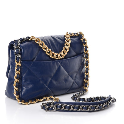 Chanel Goatskin Quilted Medium 19 Flap Dark Blue 4 of 11