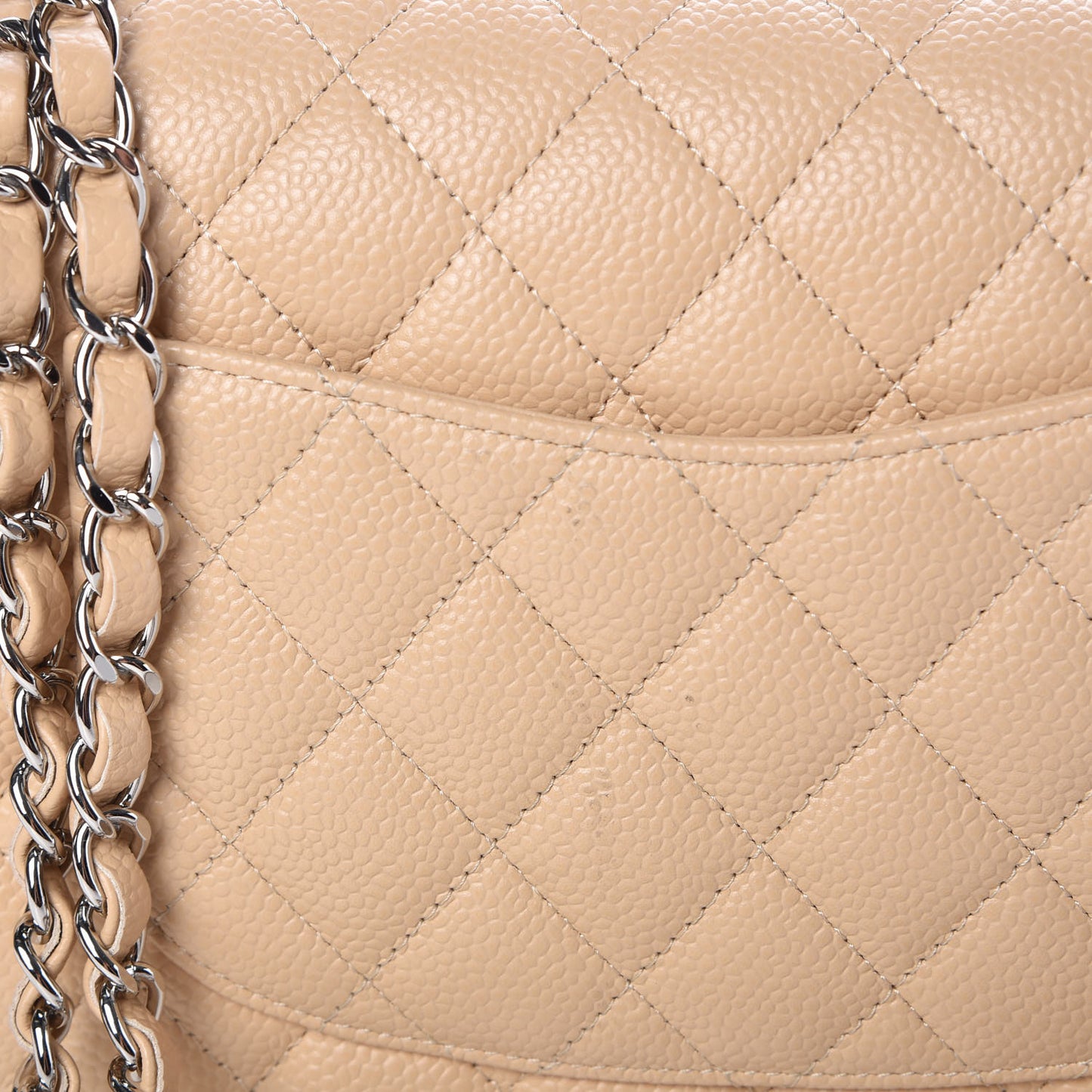 Caviar Quilted Medium Double Flap Beige Clair