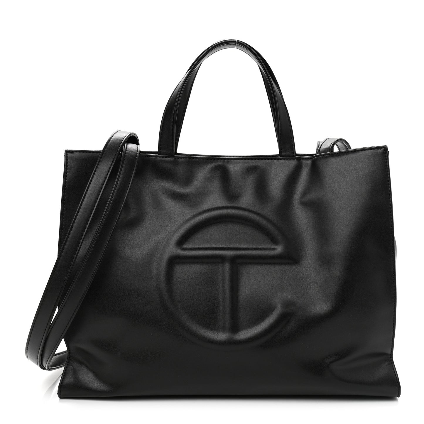 Vegan Leather Medium Shopping Bag Black