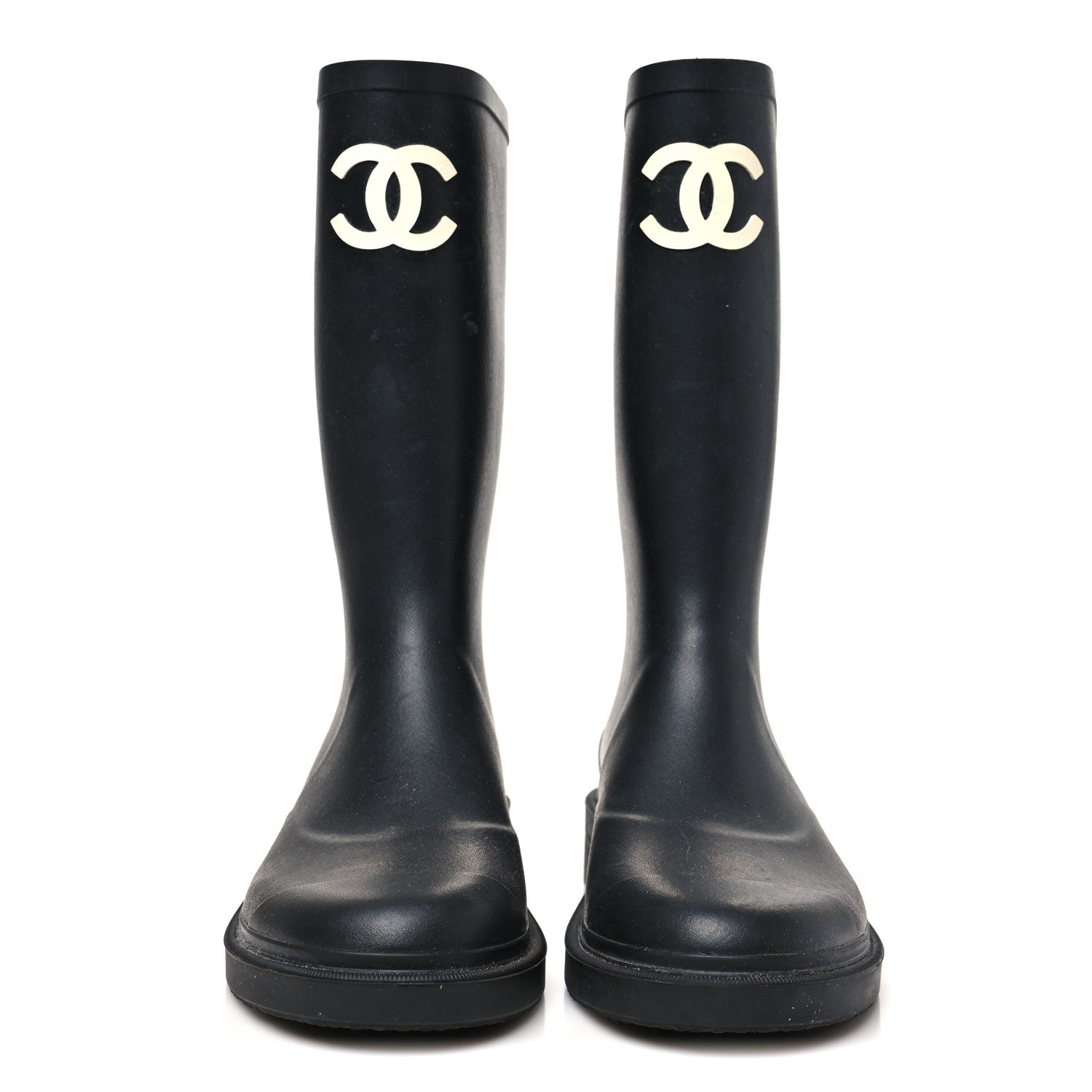 Chanel Caoutchouk CC High Boots 38 Black 3 of 9