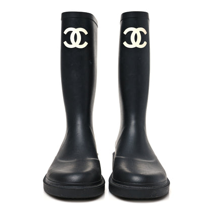 Chanel Caoutchouk CC High Boots 38 Black 3 of 9
