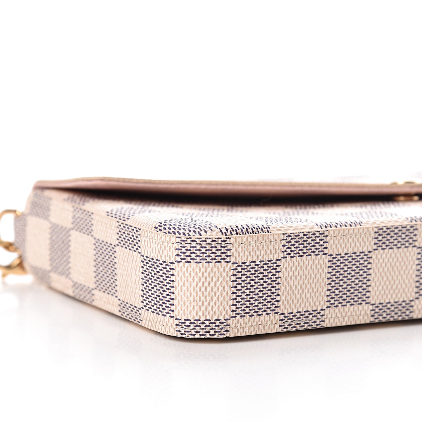 Damier Azur Pochette Felicie Chain Wallet Rose Ballerine