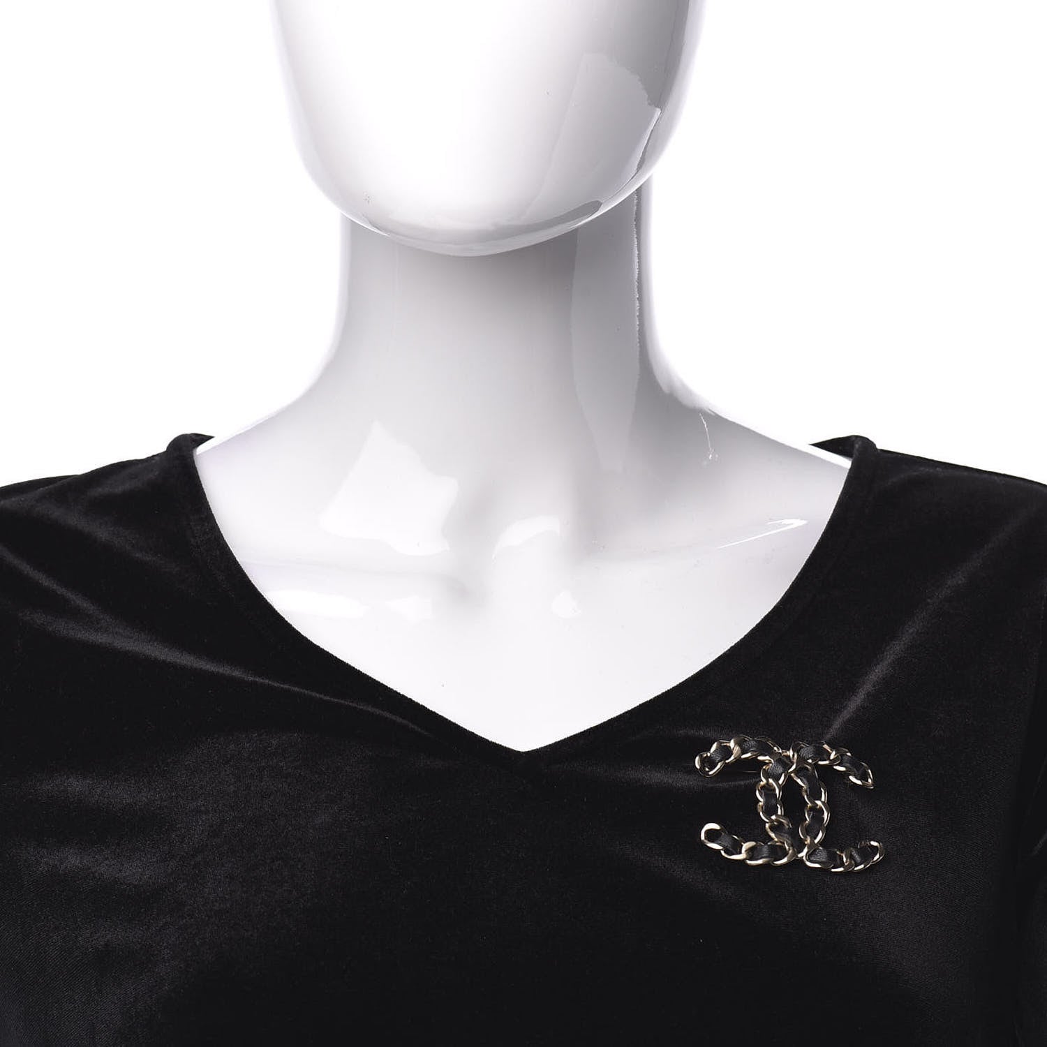 Chanel Lambskin Chain CC Brooch Black Gold 2 of 4