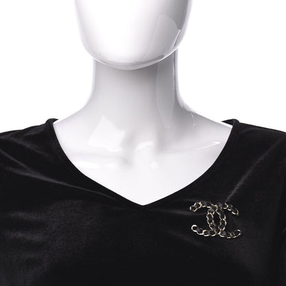 Chanel Lambskin Chain CC Brooch Black Gold 2 of 4