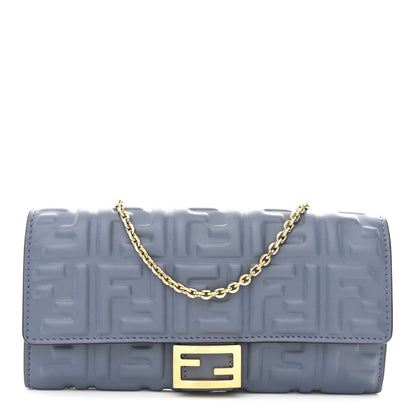 Fendi Nappa Matisse FF Embossed Continental Wallet On Chain Mirto 1 of 11
