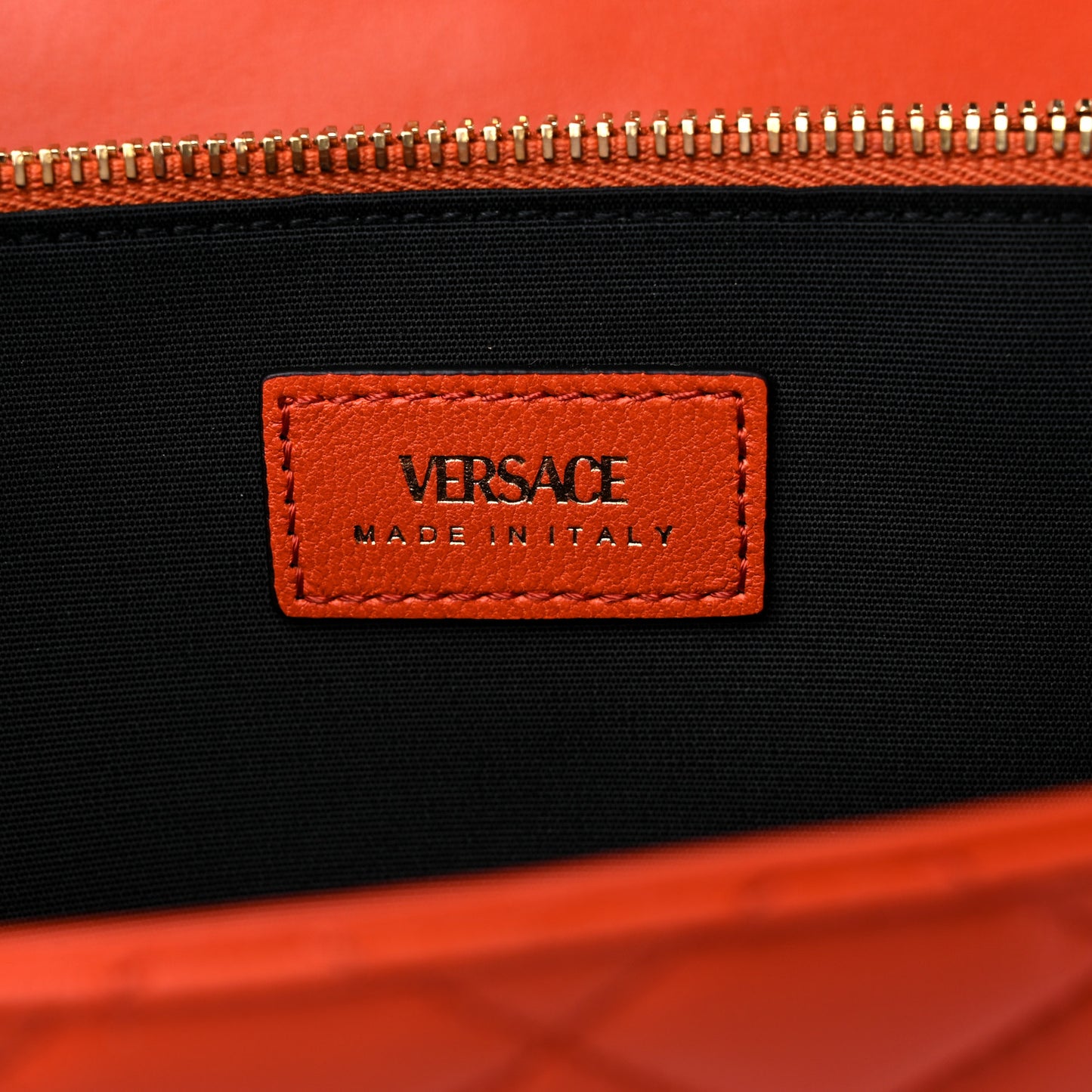 Lambskin Quilted Medusa Wallet On Chain Crossbody Dark Orange