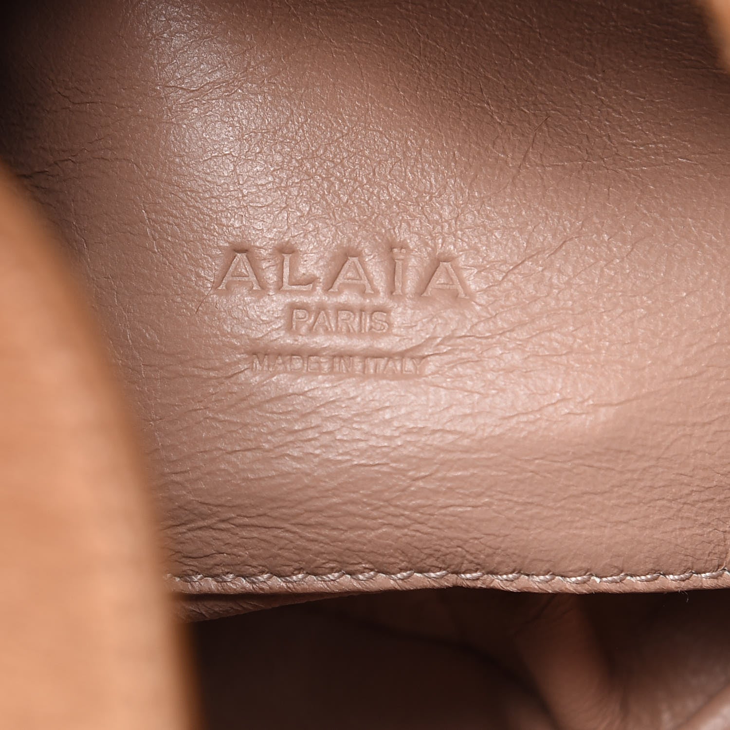 Alaia Calf Hair Bucket Bag Wristlet Camel 6 of 9