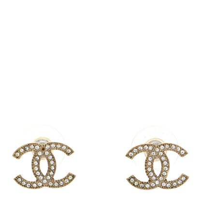 Chanel Crystal CC Earrings Gold 1 of 8