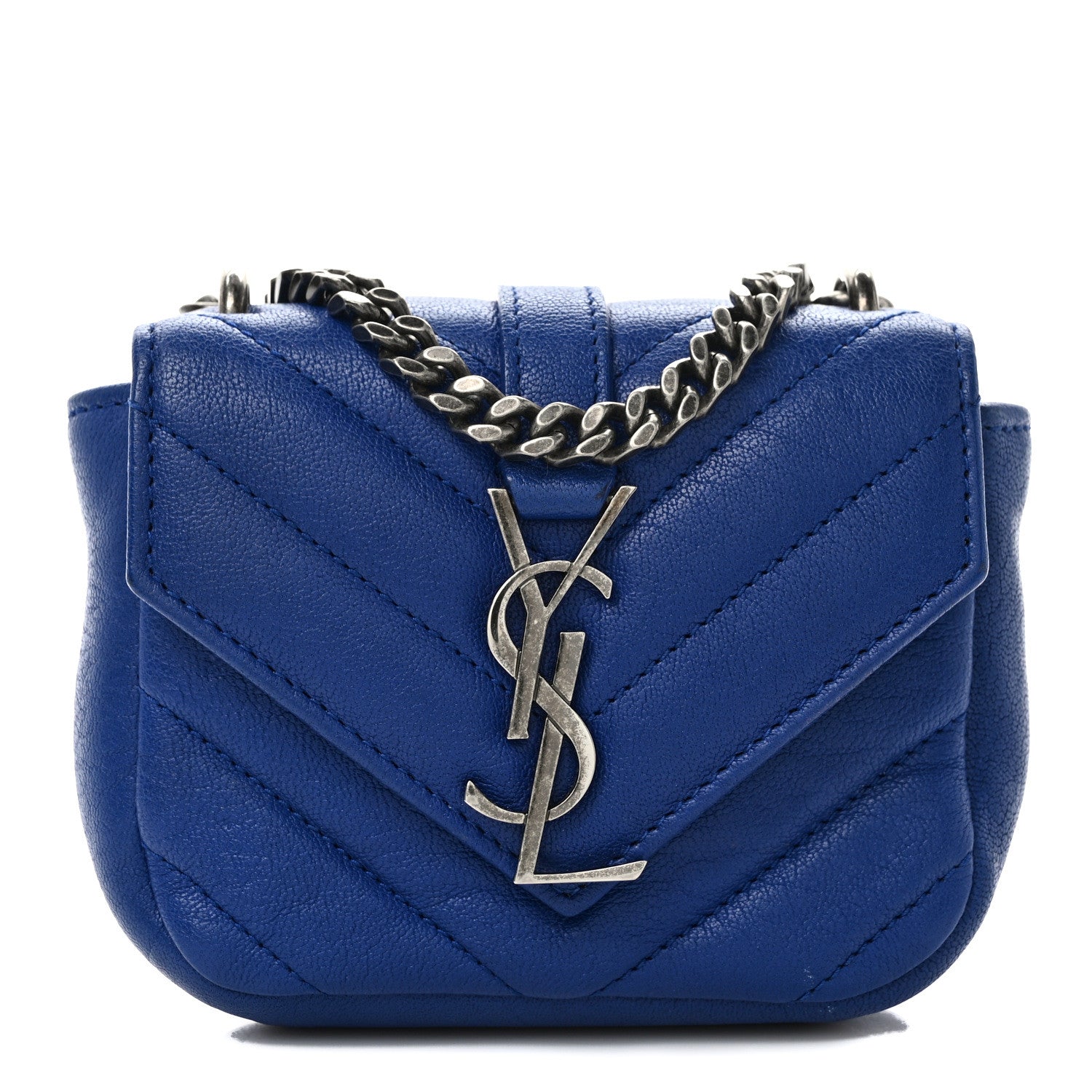 Saint Laurent Sheepskin Matelasse Chevron Monogram Mini College Bag Poncho 1 of 10
