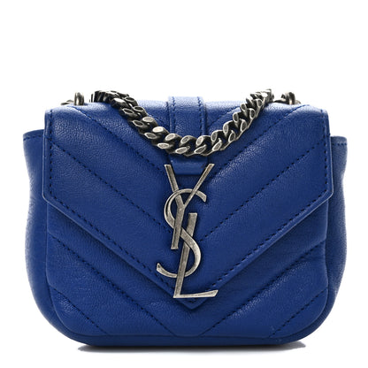 Saint Laurent Sheepskin Matelasse Chevron Monogram Mini College Bag Poncho 1 of 10