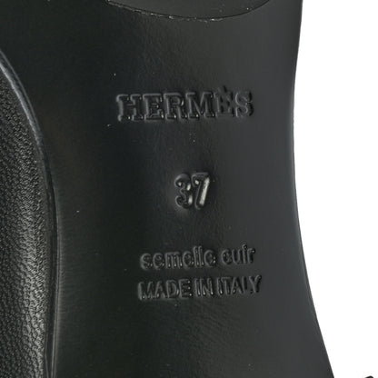 Hermes Goatskin Womens Paris Loafers 37 Black 6 of 8